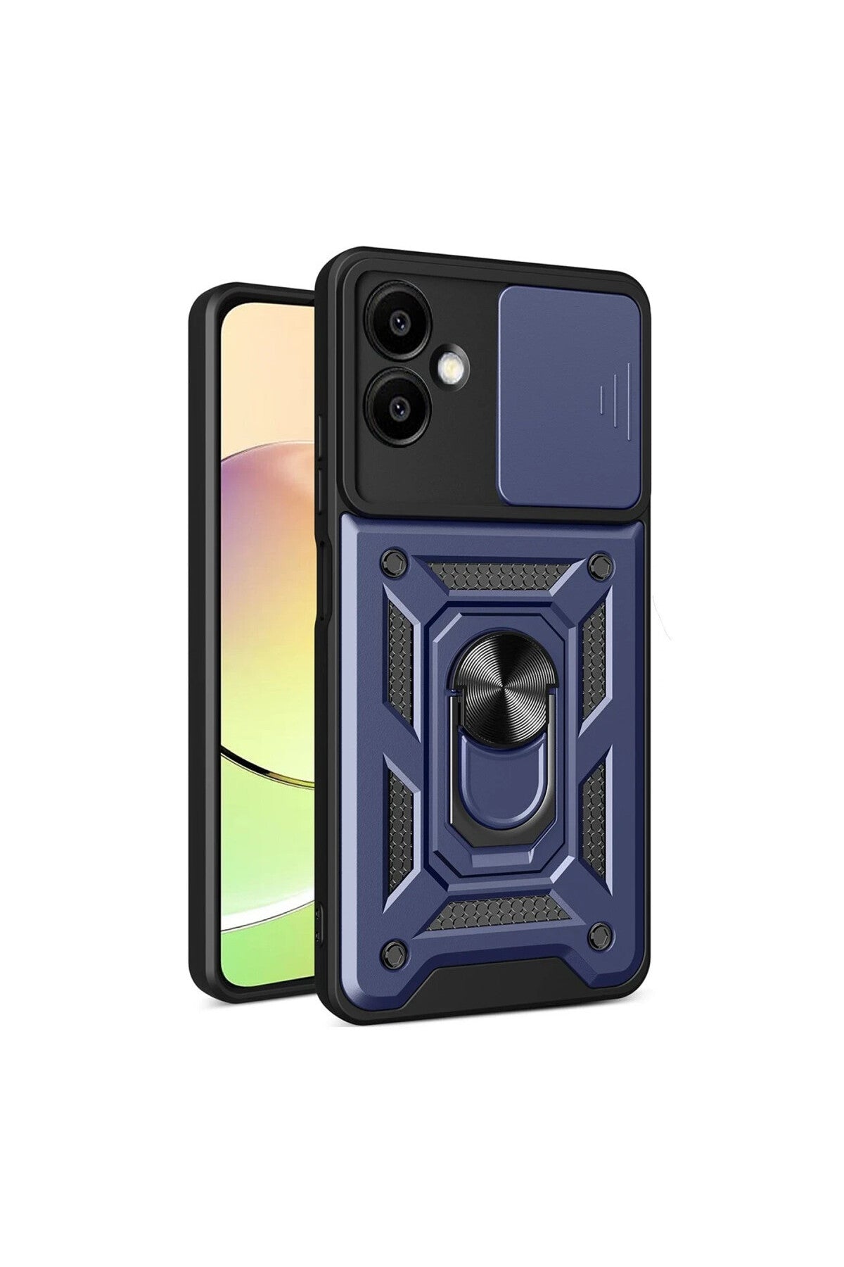 Samsung Galaxy A07 4G Uyumlu Pars Lens Yüzüklü Silikon - Lacivert