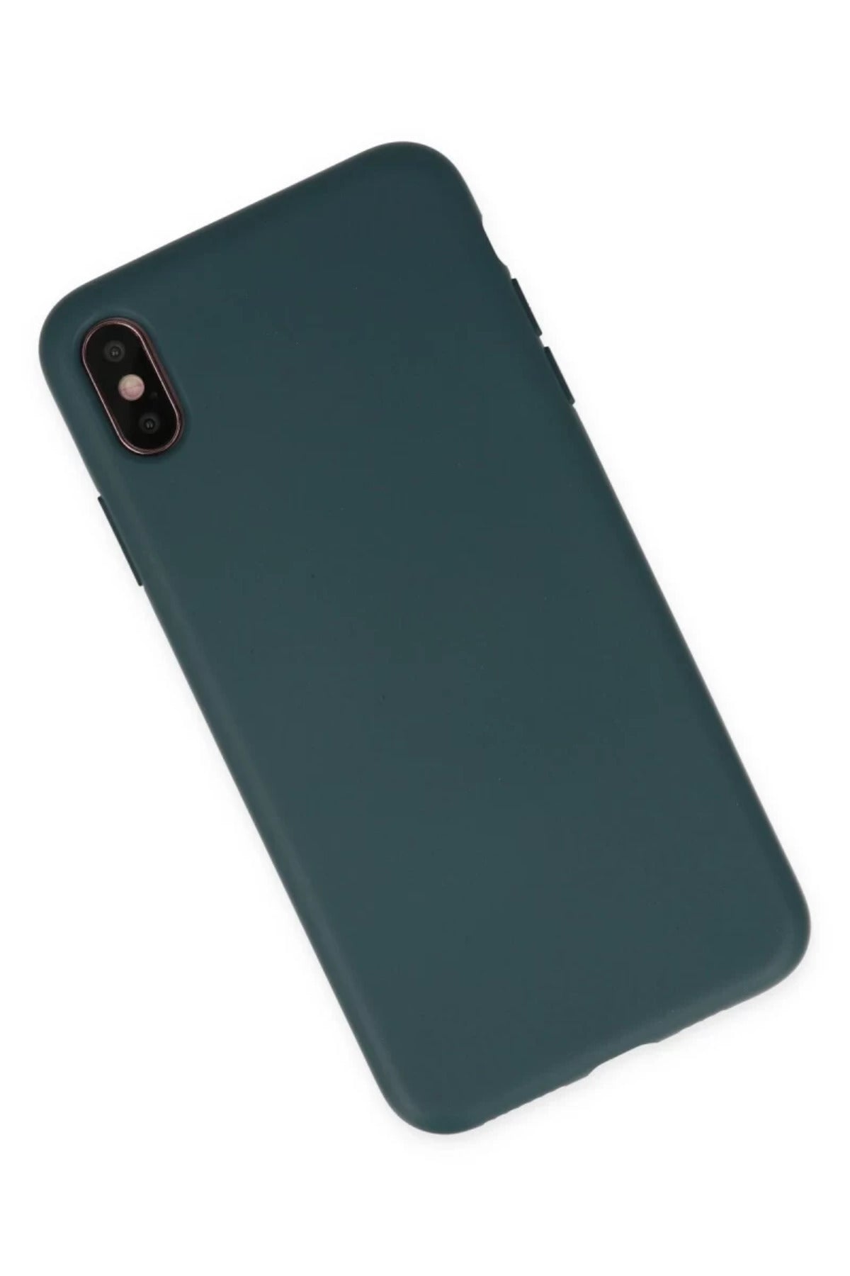 Apple iPhone XS Max Uyumlu Kılıf Nano içi Kadife Silikon - Koyu Yeşil