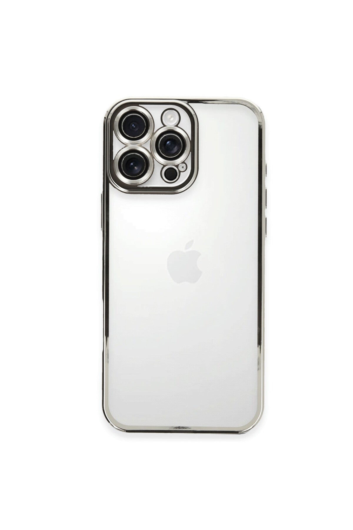 Apple iPhone 16 Pro Uyumlu Kılıf Lensli Silikon - Gümüş