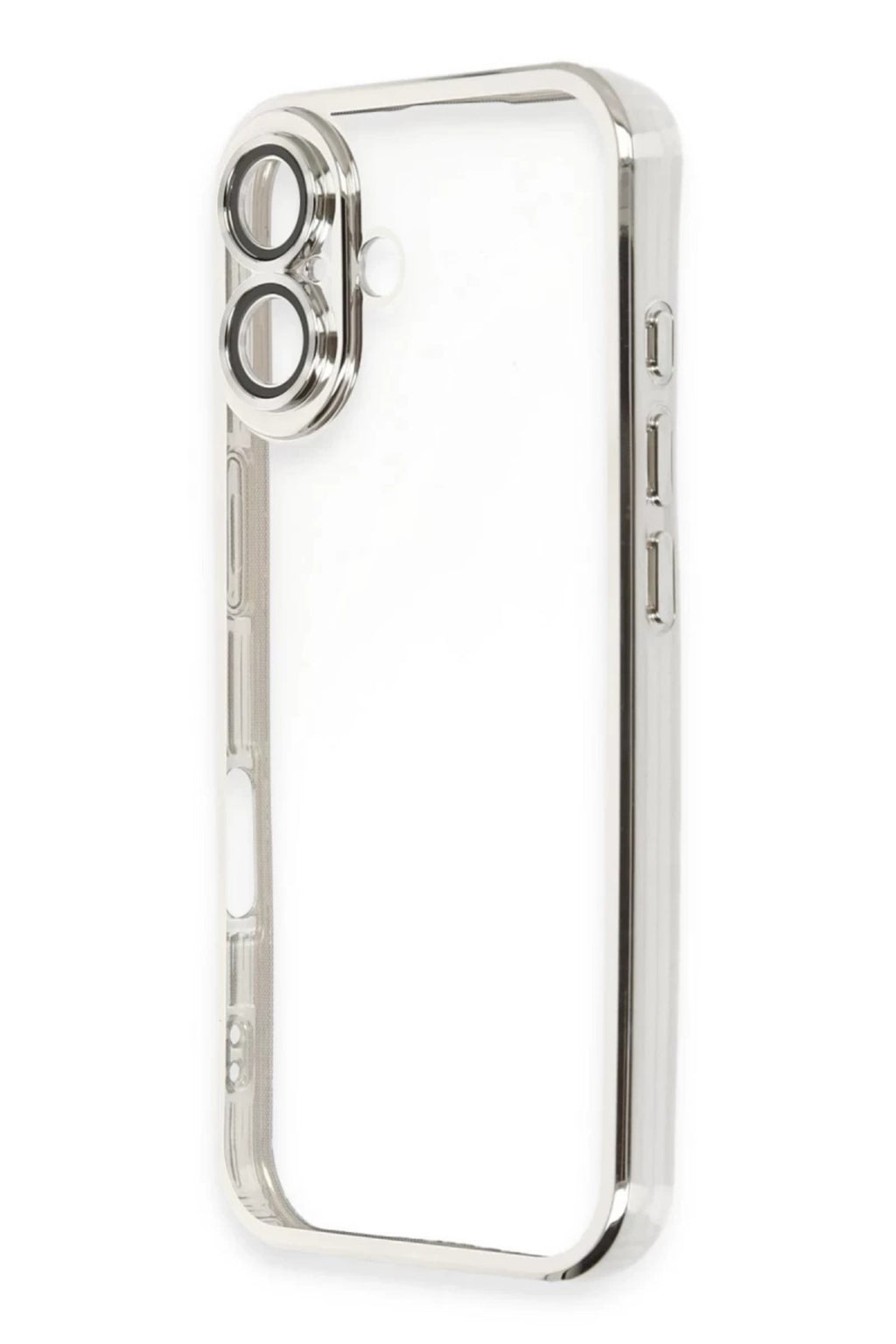 Apple iPhone 16 Uyumlu Kılıf Lensli Silikon - Gümüş