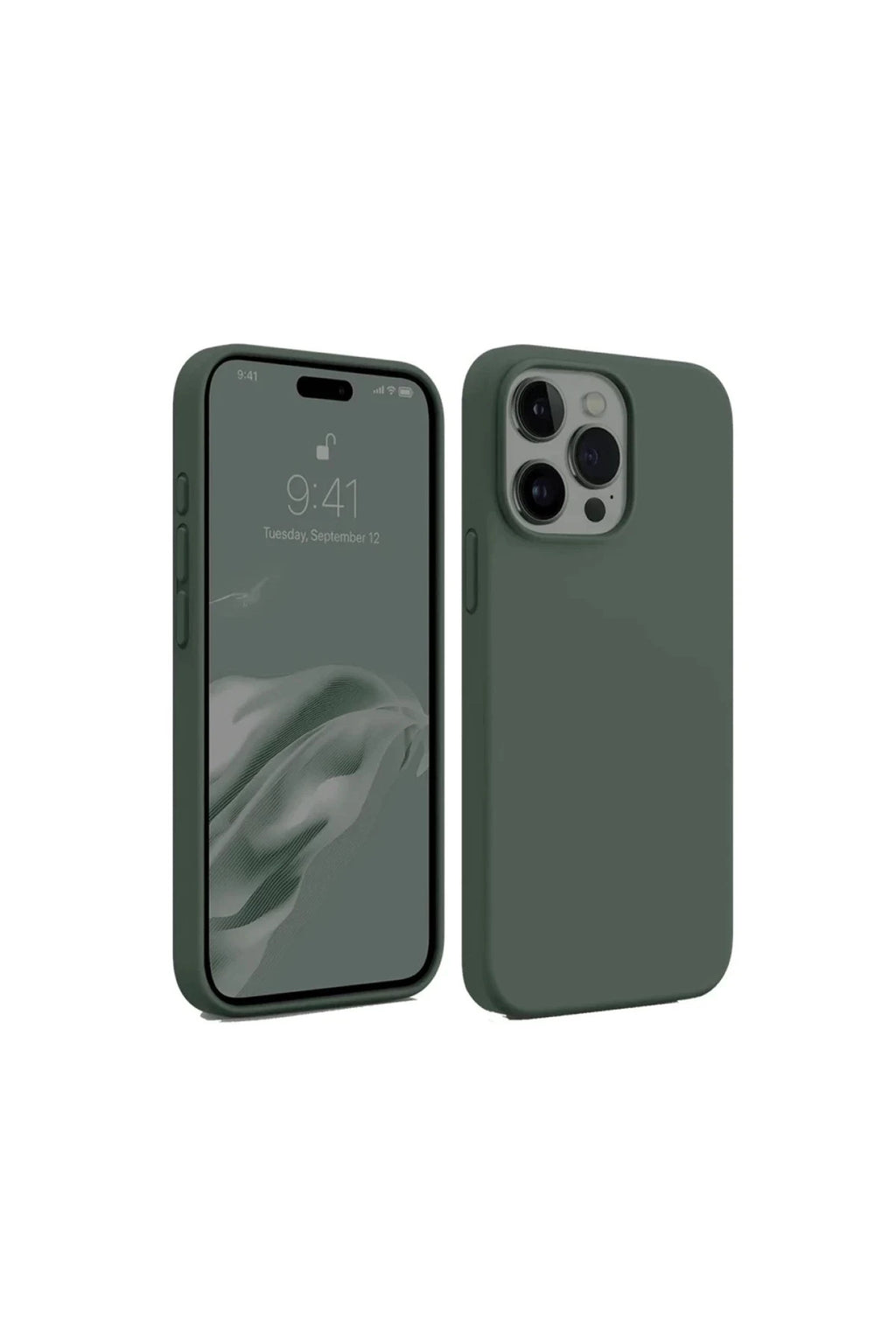 Apple iPhone 15 Pro Uyumlu Kılıf First Silikon - Koyu Yeşil