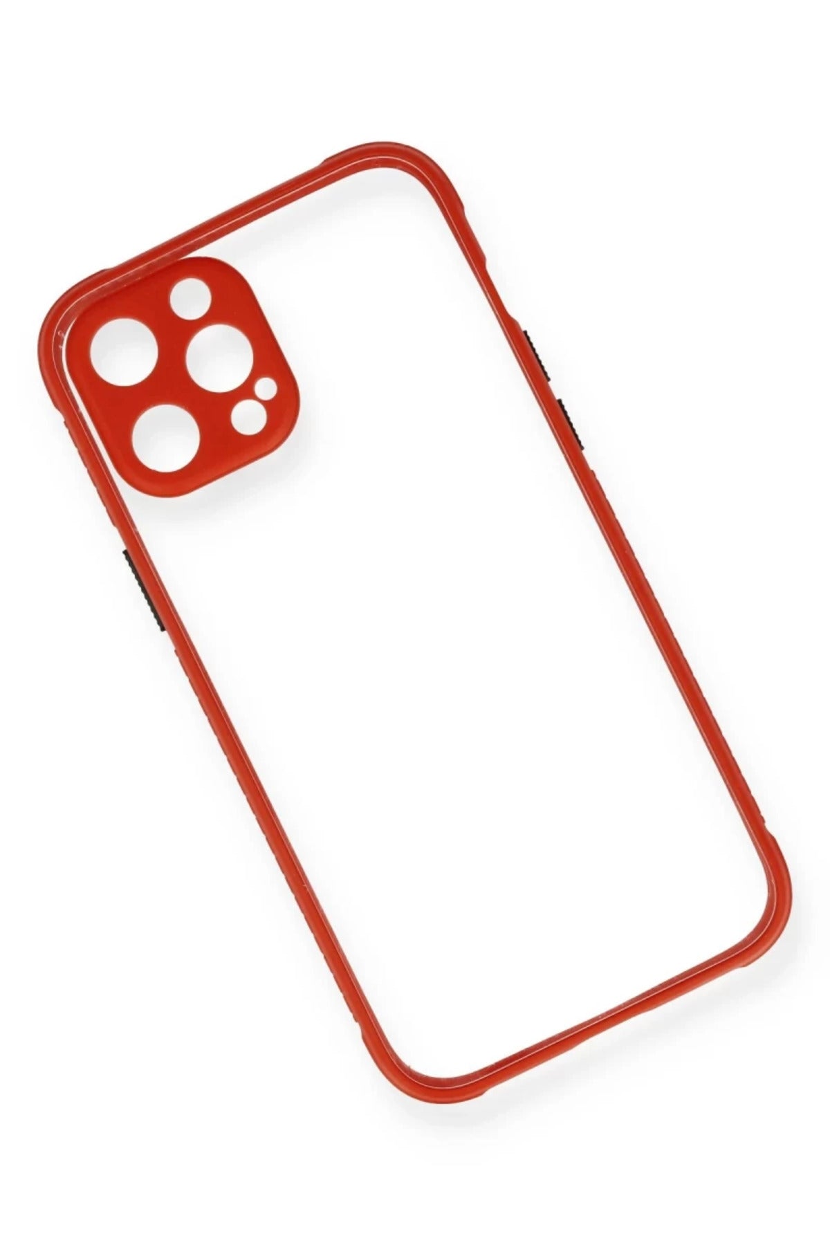 Apple iPhone 12 Uyumlu Kılıf Miami Şeffaf Silikon - Kırmızı