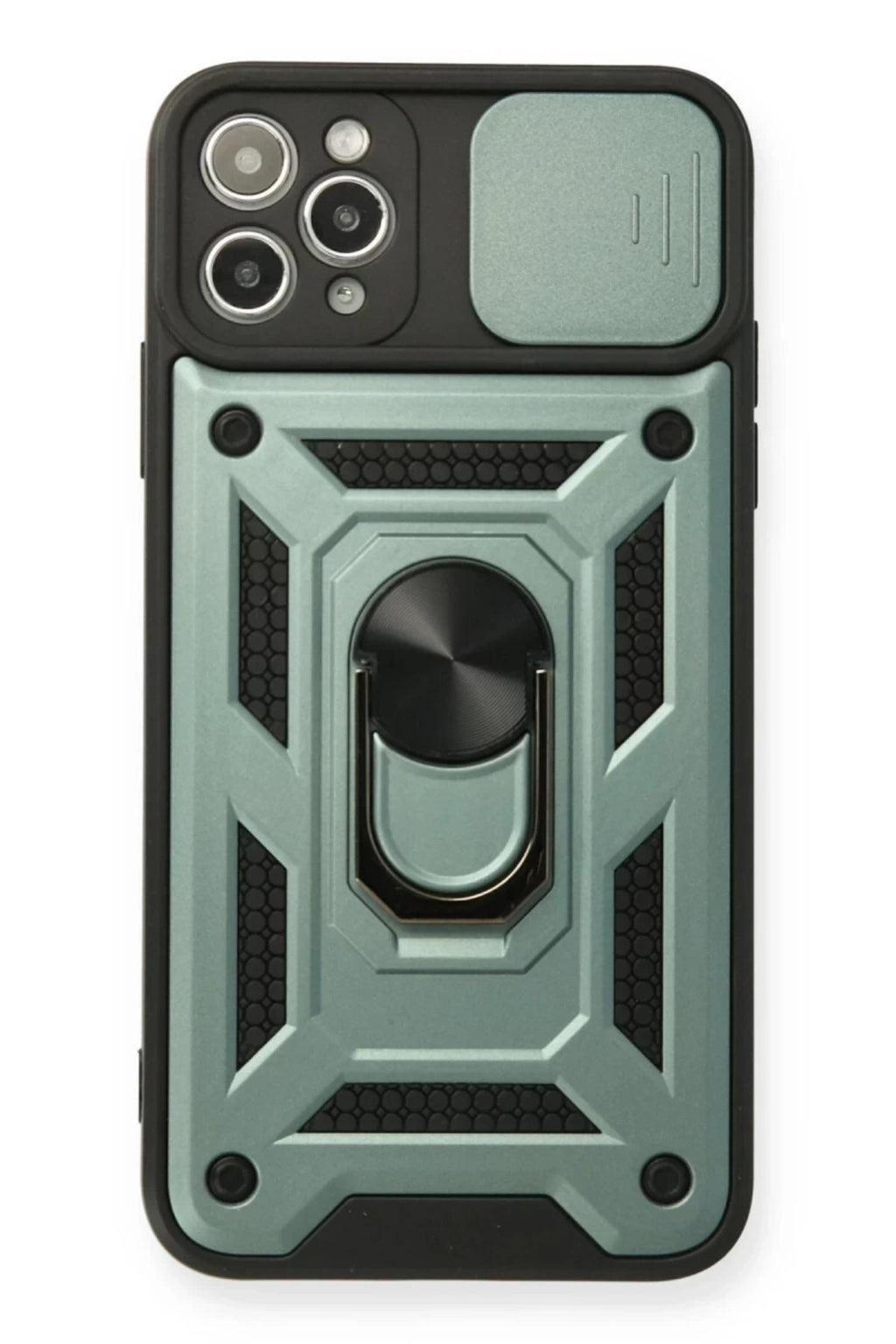 Apple iPhone 11 Pro Uyumlu Kılıf Pars Lens Yüzüklü Silikon - Yeşil
