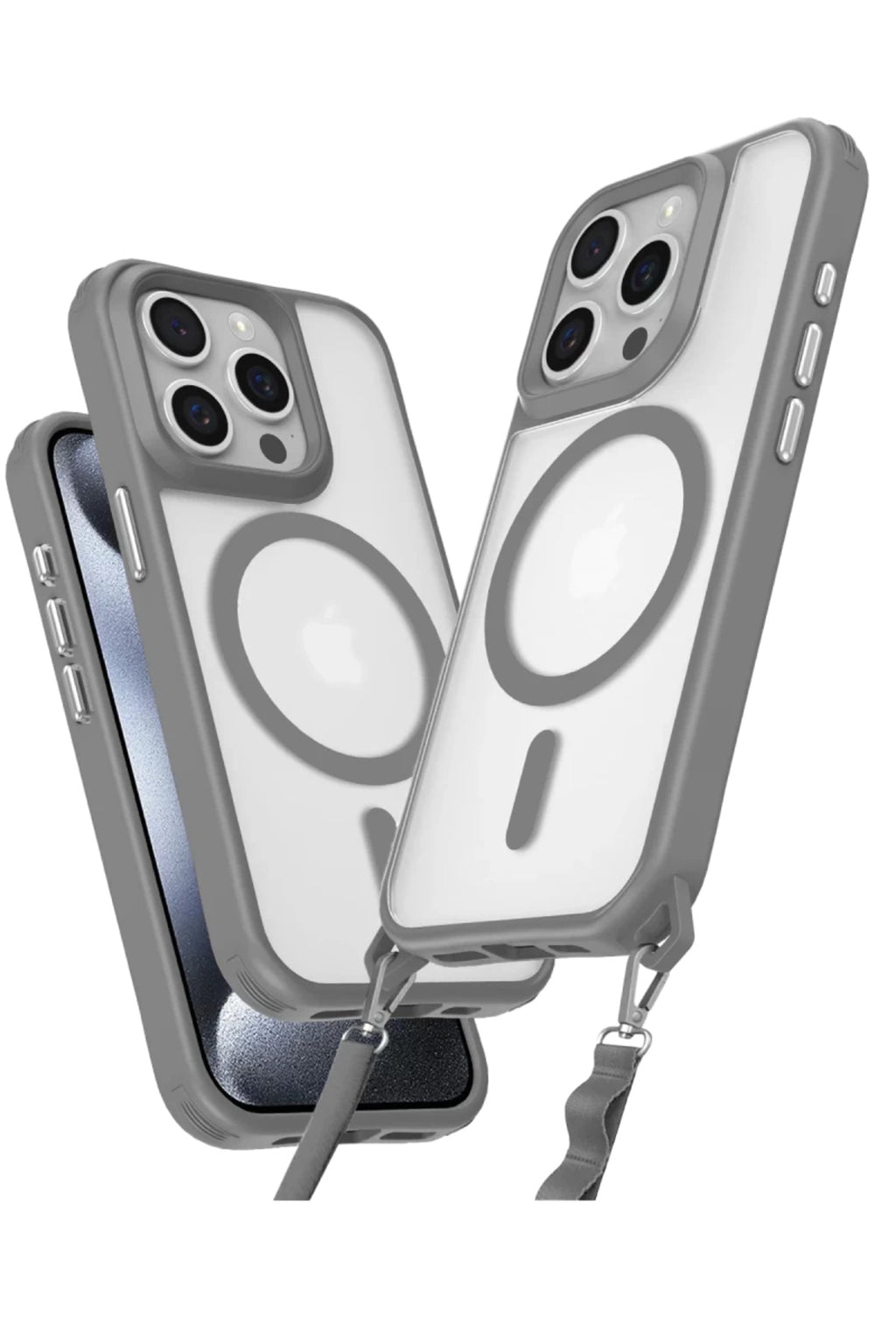 Apple iPhone 15 Pro Max Uyumlu Kılıf Enka Magsafe Silikon Kılıf - Titan Gri