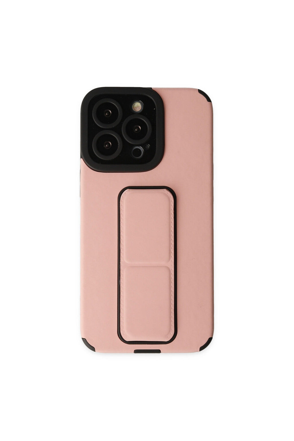 Apple iPhone 14 Pro Uyumlu Kılıf Mega Standlı Silikon - Pudra