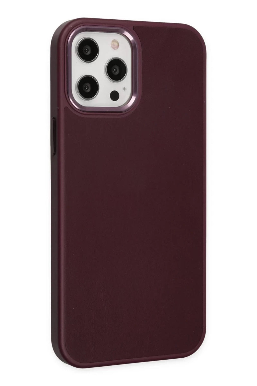 Apple iPhone 12 Pro Max Uyumlu Kılıf Asya Deri Silikon - Mürdüm