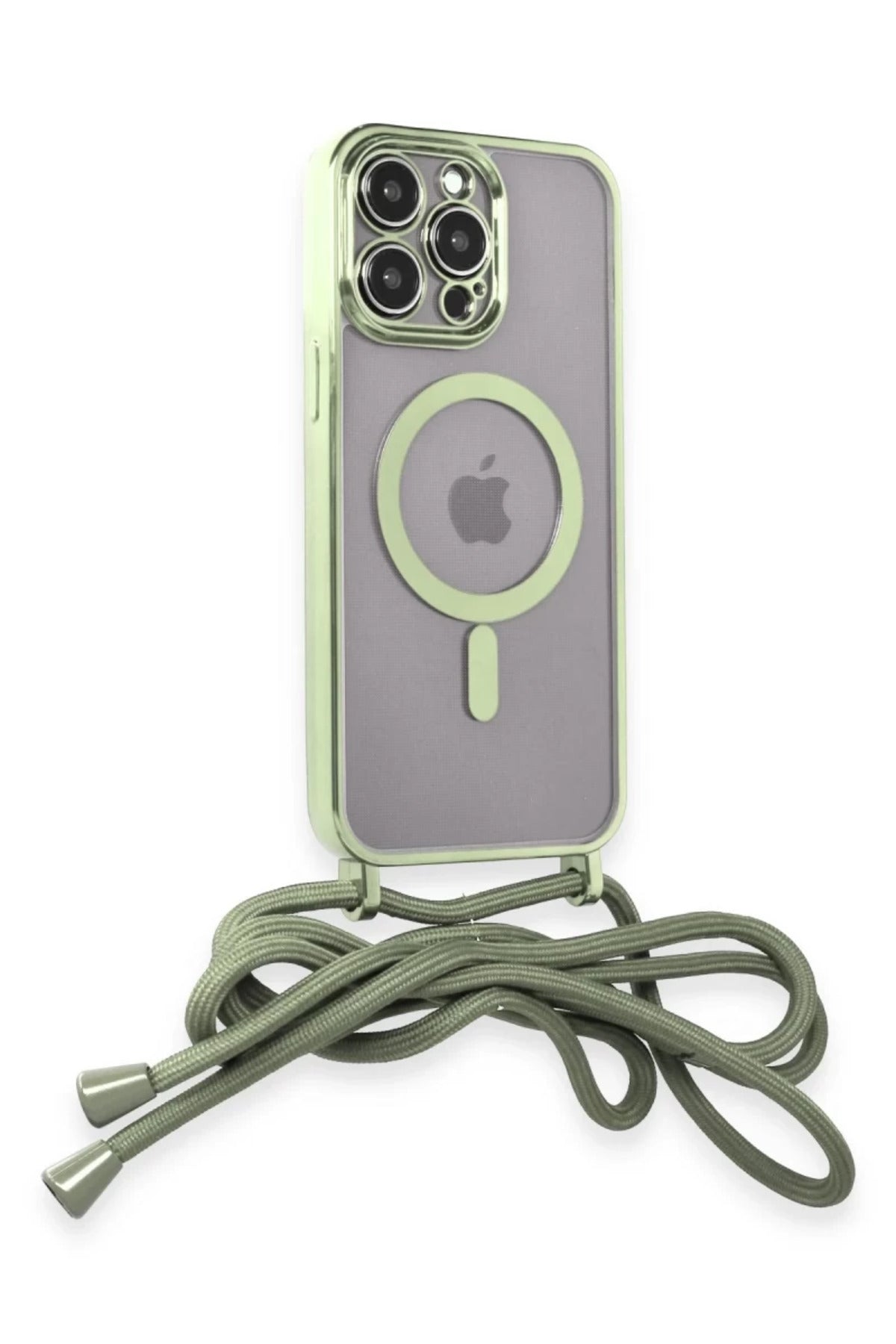 Apple iPhone 13 Pro Uyumlu Kılıf Divo Lazer Askılı Magsafe Kapak - Koyu Yeşil