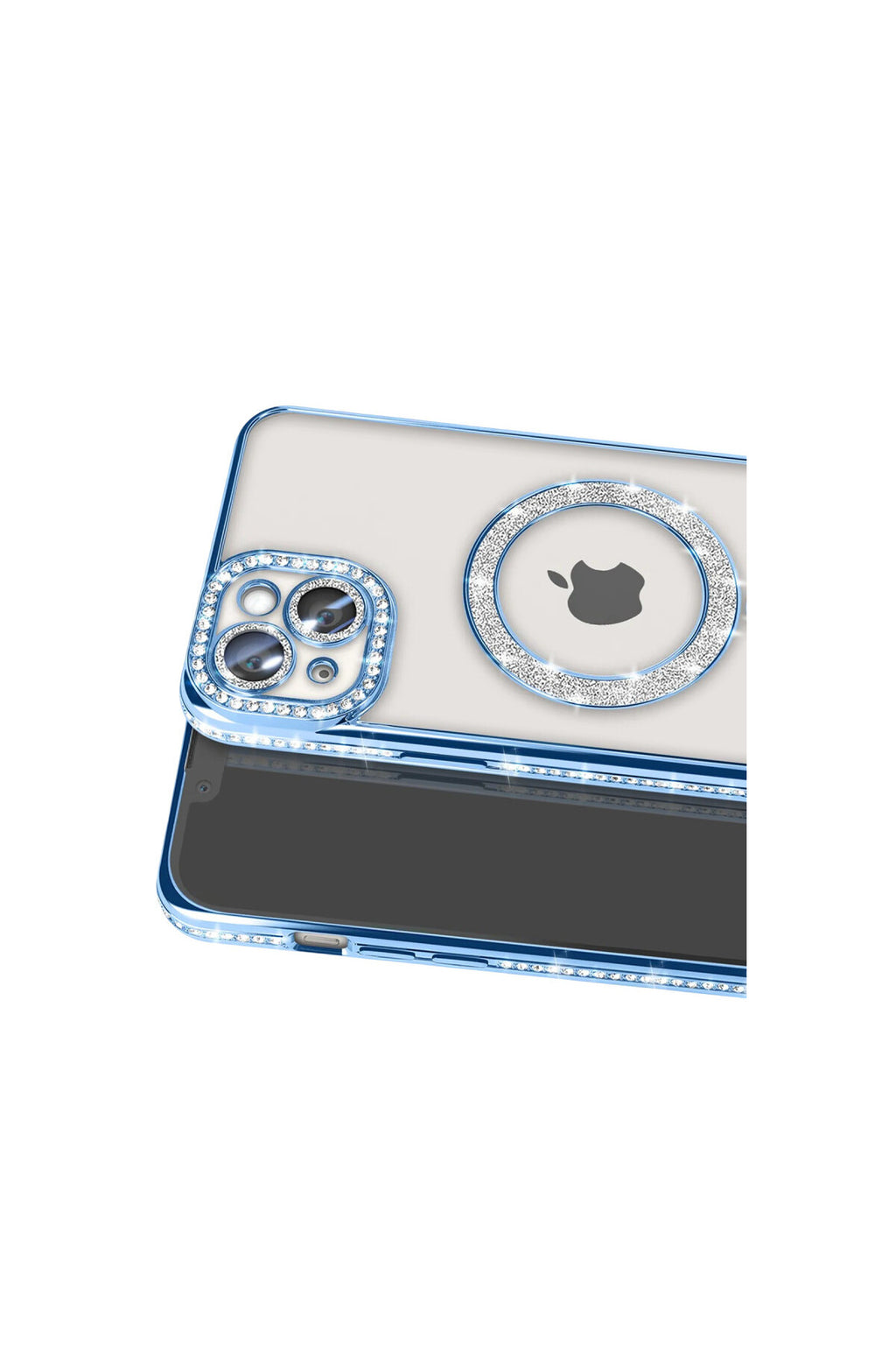 Apple iPhone 15 Uyumlu Kılıf Joke Simli Magneticsafe Kılıf - Mavi