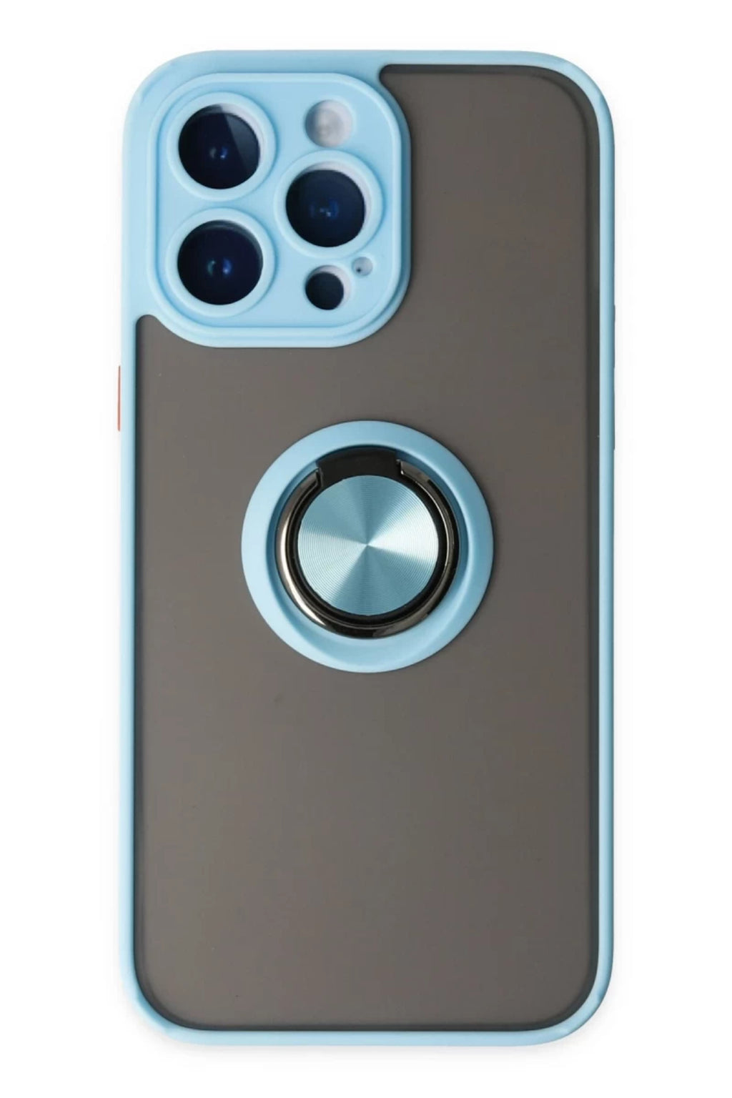 Apple iPhone 14 Pro Uyumlu Kılıf Montreal Yüzüklü Silikon Kapak - Buz Mavi