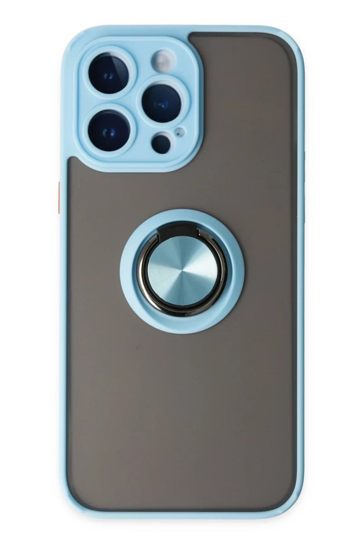 Apple iPhone 14 Pro Uyumlu Kılıf Montreal Yüzüklü Silikon Kapak - Buz Mavi