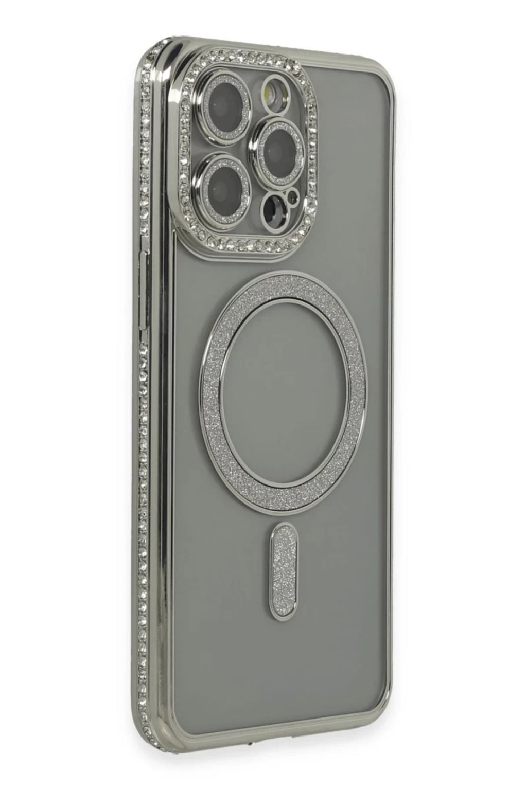Apple iPhone 15 Pro Uyumlu Kılıf Joke Simli Magneticsafe Kılıf - Gri