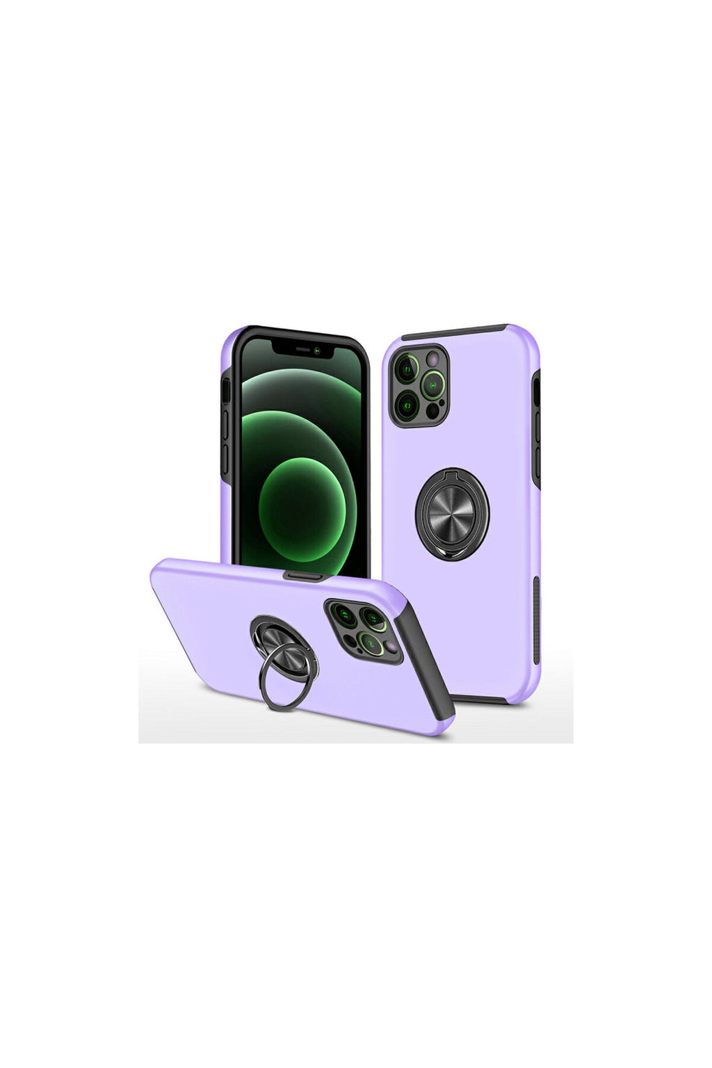 Apple iPhone 12 Pro Uyumlu Kılıf Elit Yüzüklü Kapak - Mor