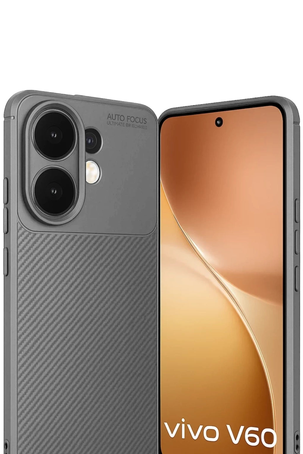 Vivo V60 5G Uyumlu Auto Focus Karbon Kapak - Gri