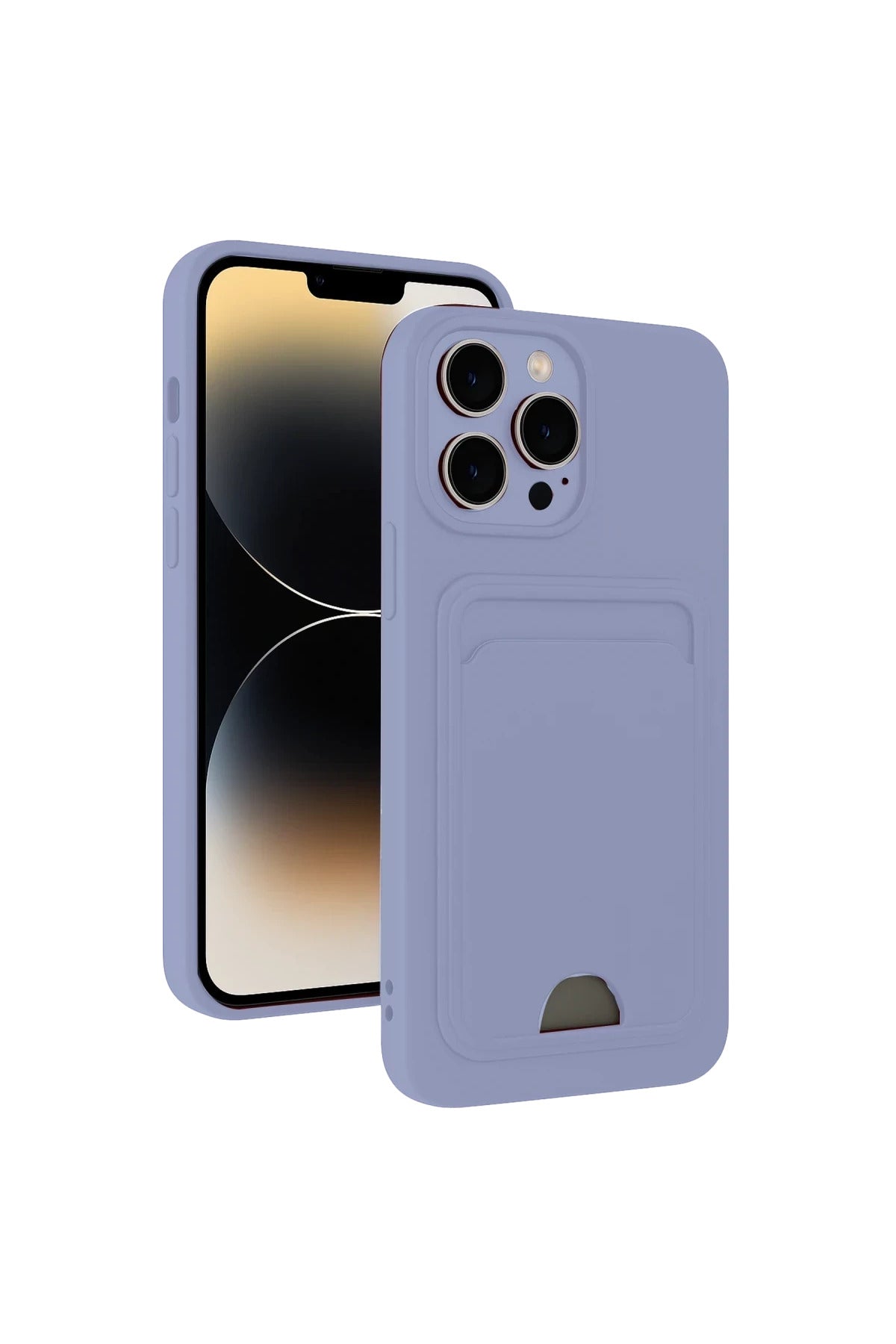 Apple iPhone 13 Pro Max Uyumlu Kılıf Kelvin Kartvizitli Silikon - Lila