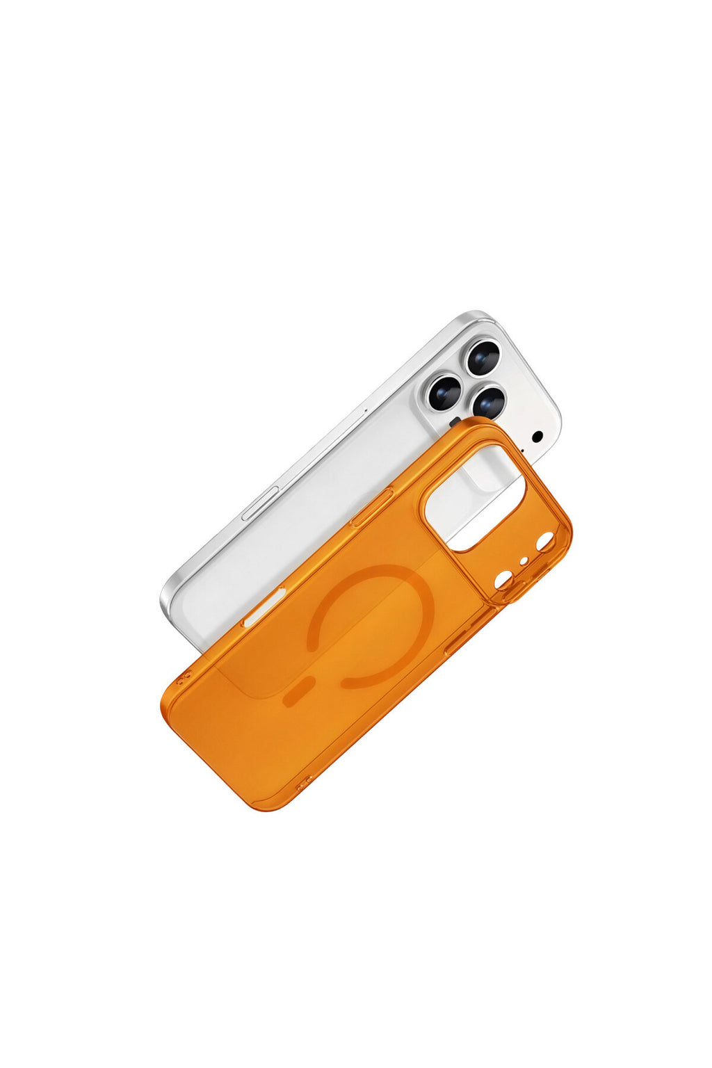 Apple iPhone 17 Pro Max Uyumlu Combo Sert Şeffaf Magsafe Kapak - Turuncu