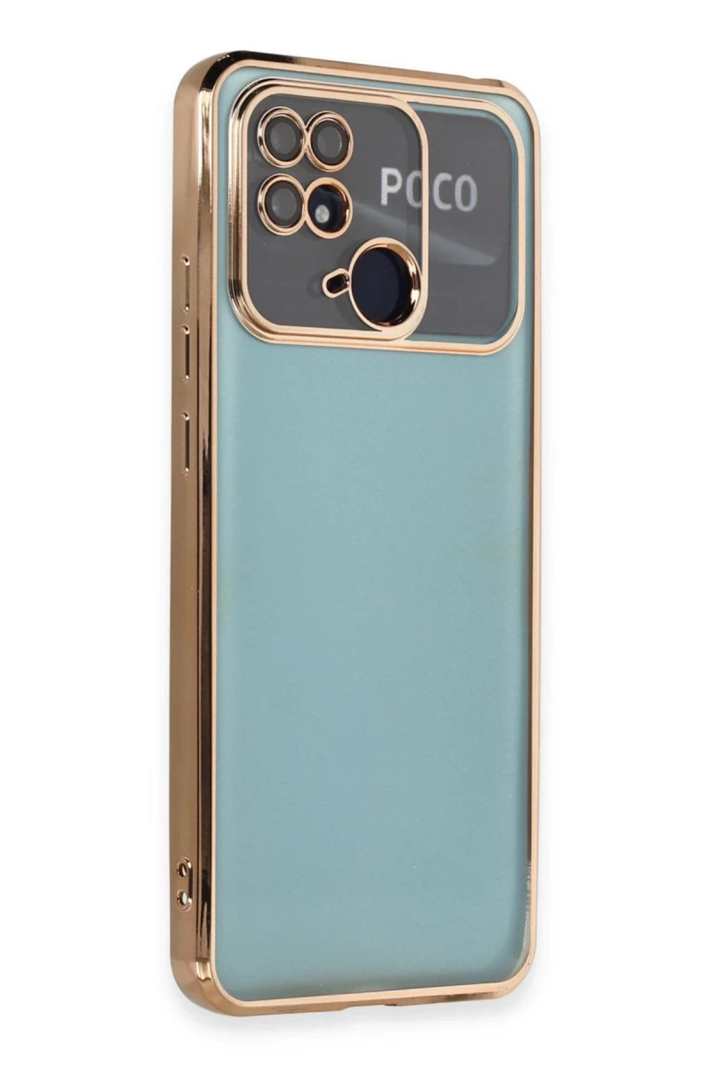 Xiaomi Redmi 10C Uyumlu Kılıf Lensli Silikon - Gold