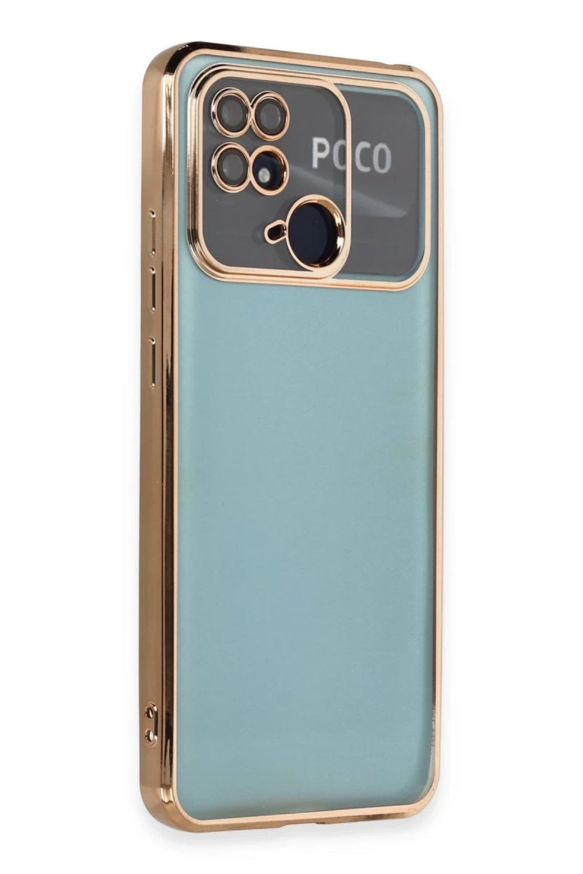 Xiaomi Redmi 10C Uyumlu Kılıf Lensli Silikon - Gold