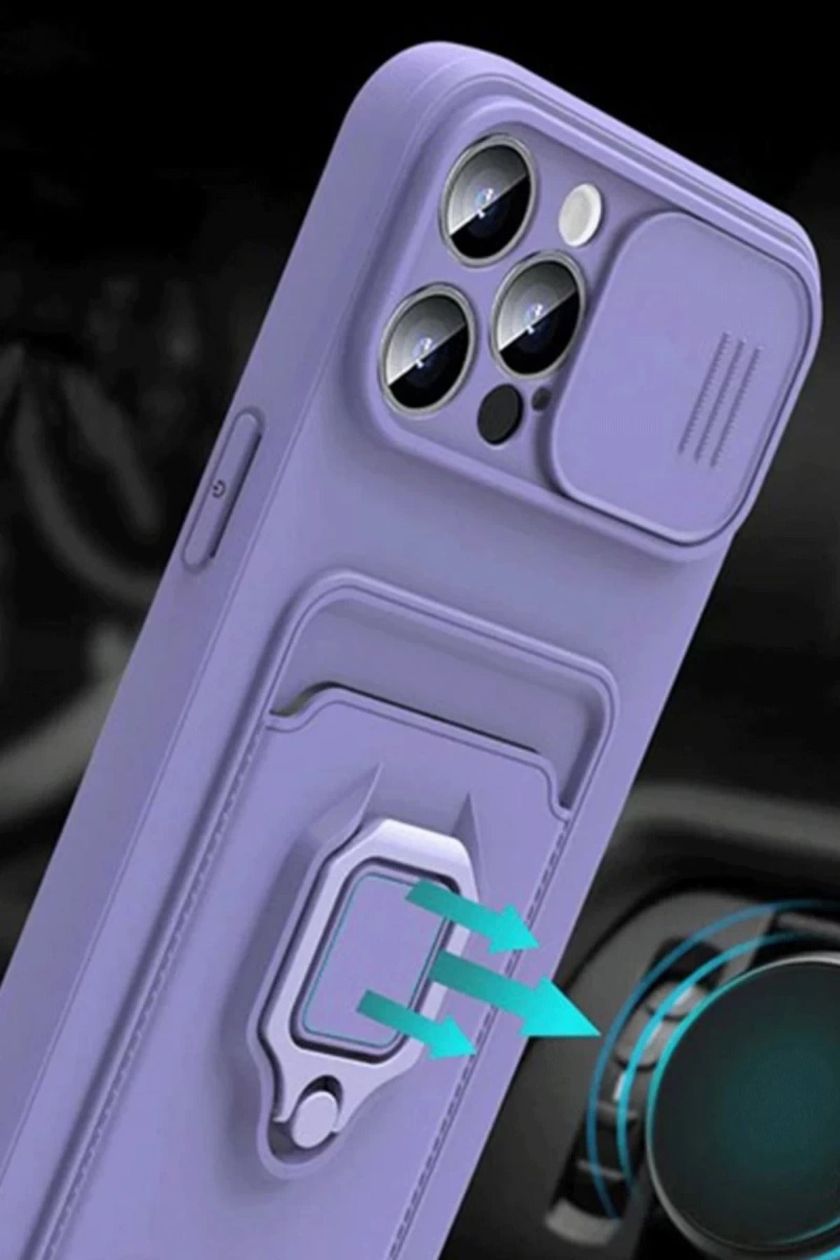 Xiaomi Mİ 11 Lite Uyumlu Kılıf Zuma Kartvizitli Yüzüklü Silikon - Siyah