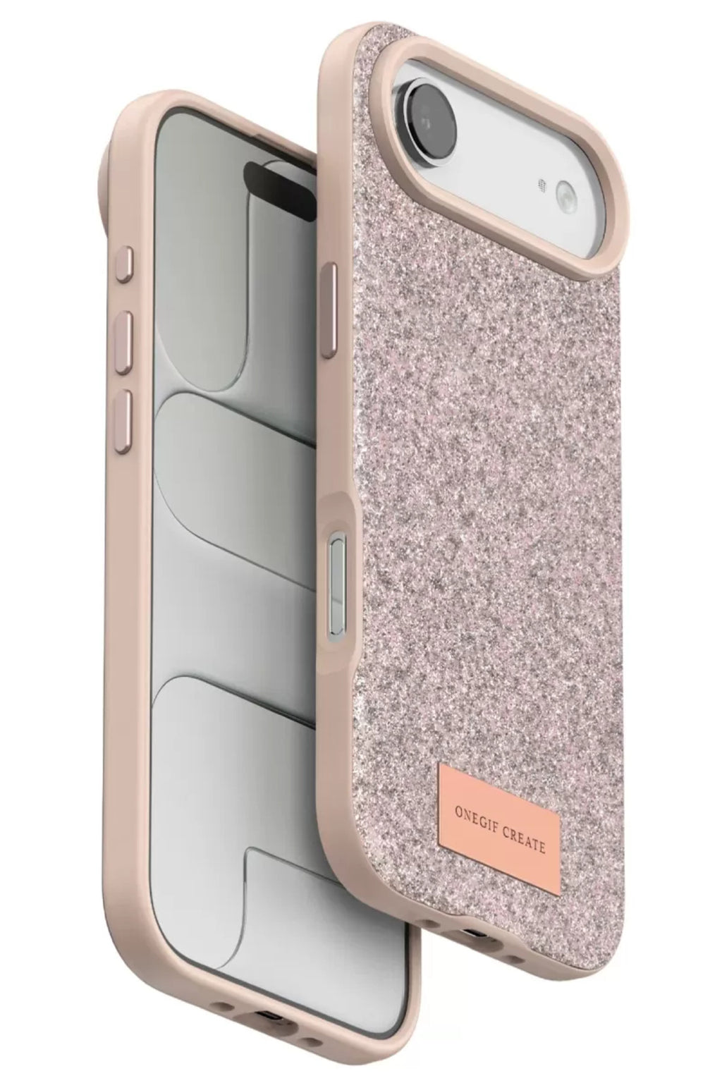 Onegif Apple iPhone 17 Air Uyumlu Bright Simli Kapak - Pembe