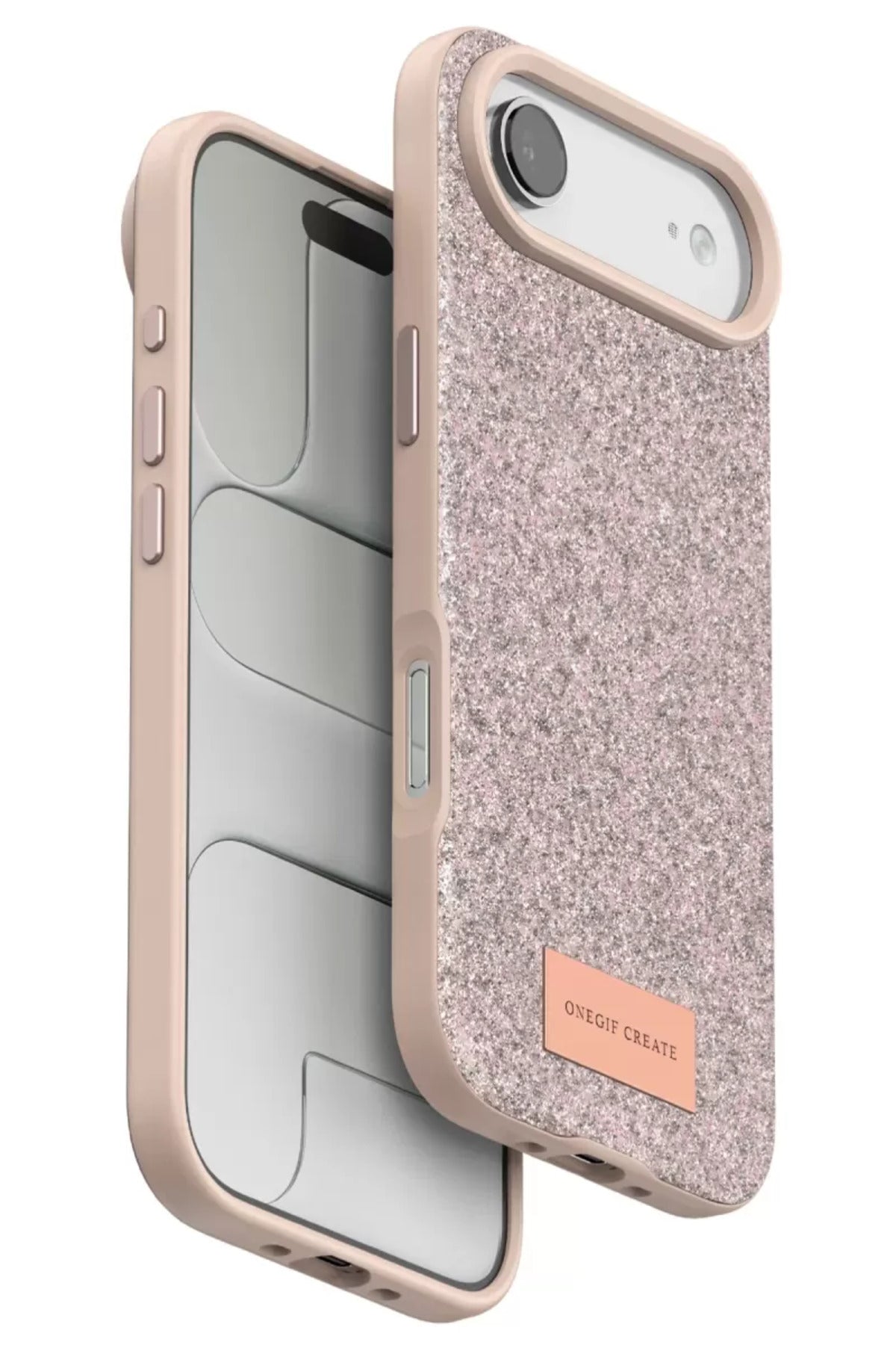 Onegif Apple iPhone 17 Air Uyumlu Bright Simli Kapak - Pembe