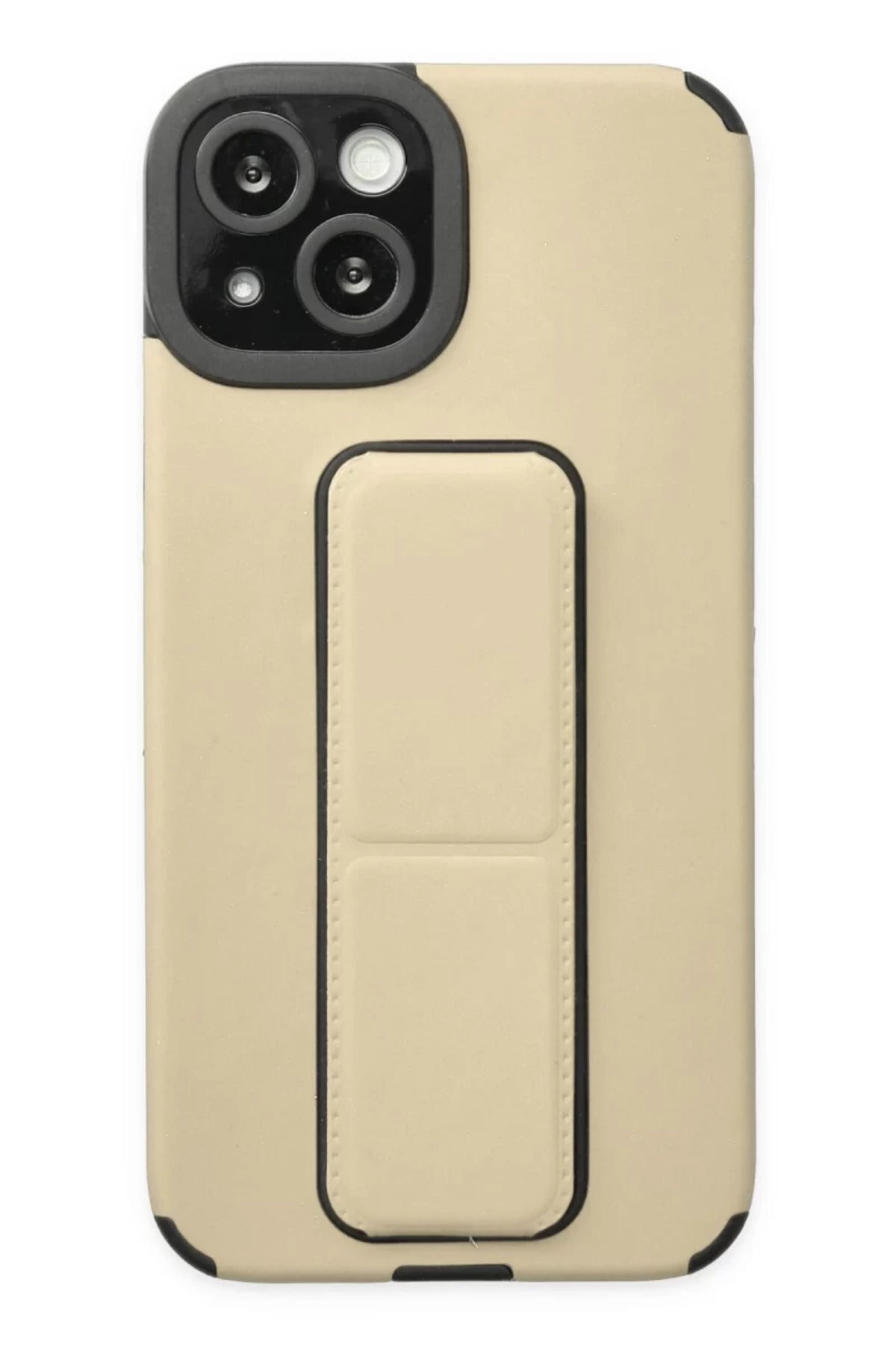 Apple iPhone 14 Plus Uyumlu Kılıf Mega Standlı Silikon - Gold