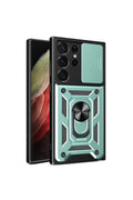 Samsung Galaxy S23 Ultra Uyumlu Kılıf Pars Lens Yüzüklü Silikon - Yeşil