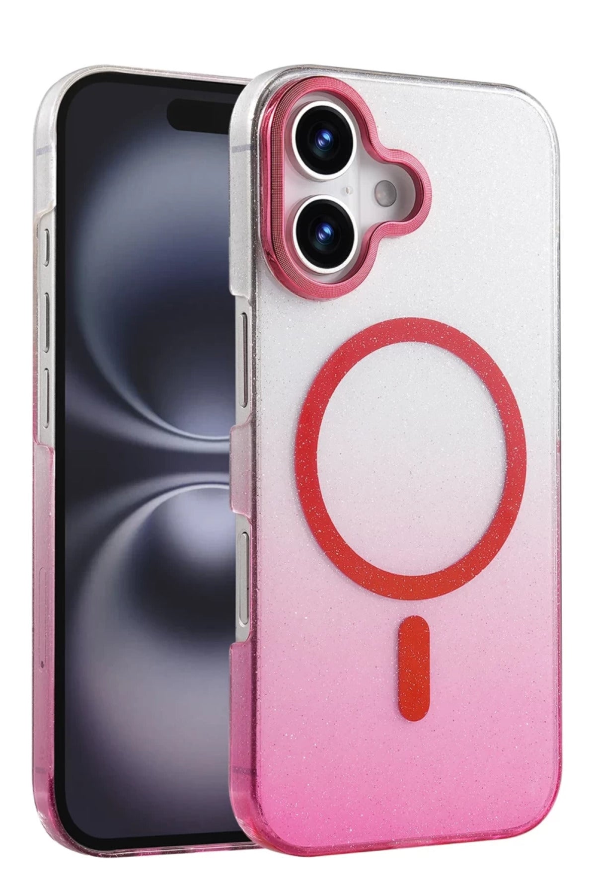 Apple iPhone 16 Uyumlu Glossy Magsafe Kapak - Pembe
