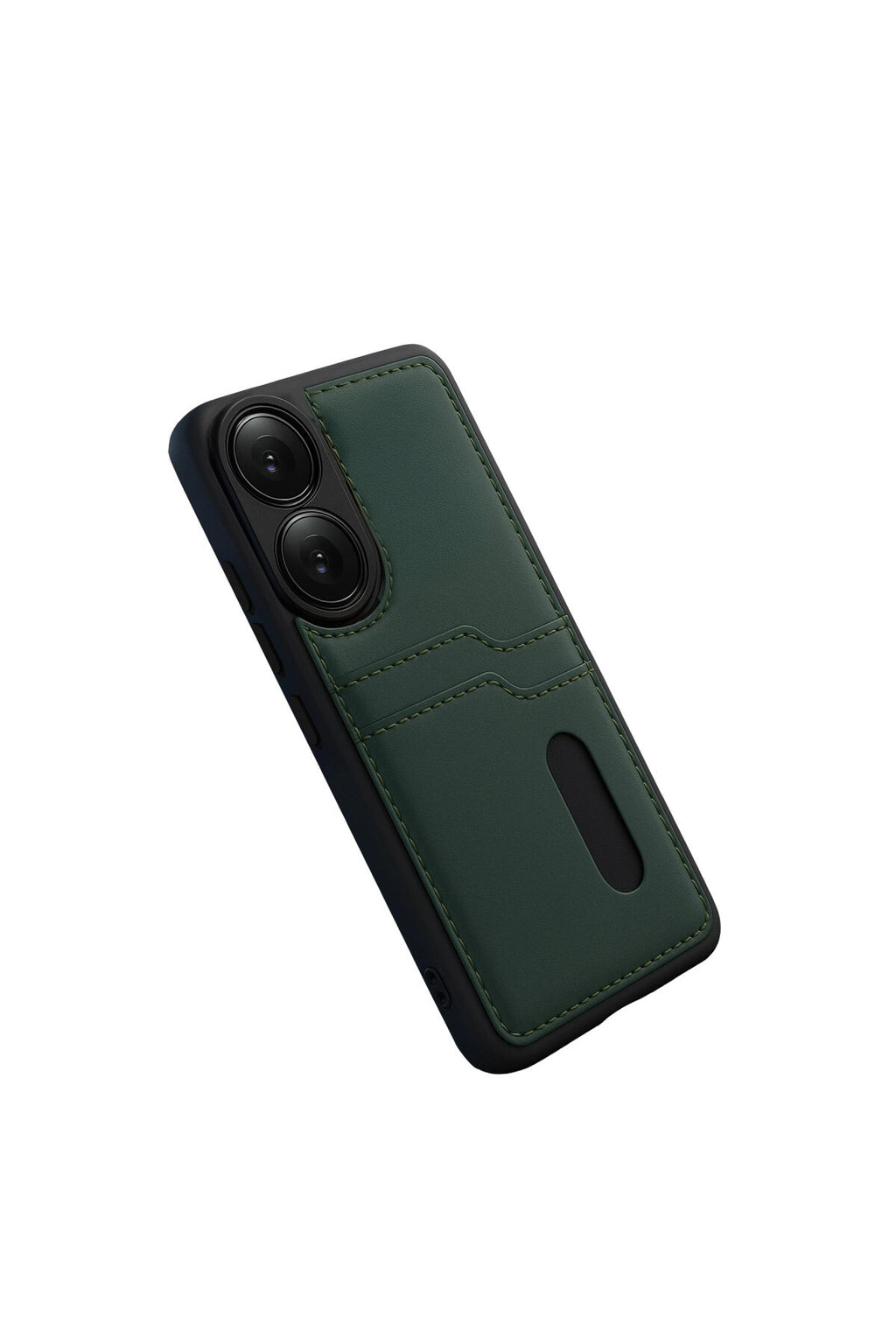 Oppo A38 Uyumlu Sara Kartvizitli Deri Kılıf - Yeşil