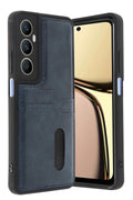 Realme C65 Uyumlu Sara Kartvizitli Deri Kılıf - Lacivert