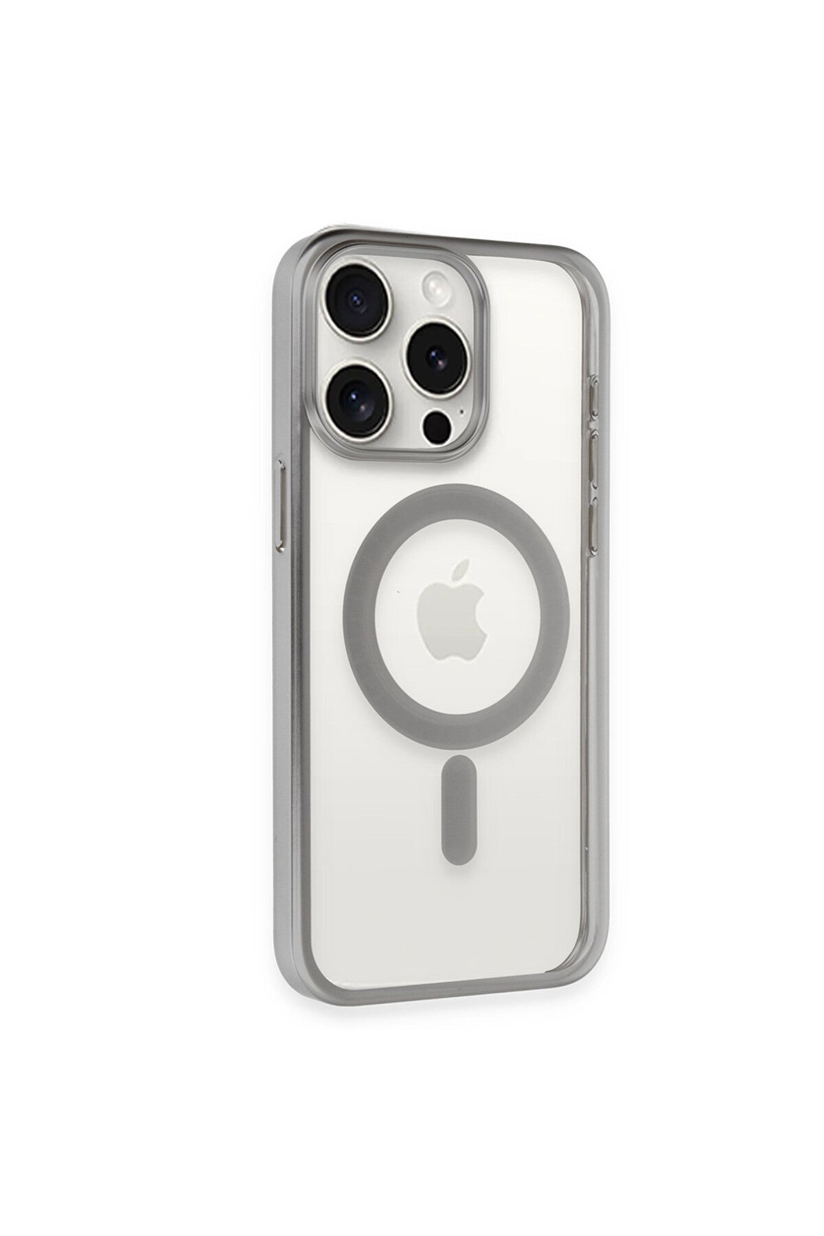 Apple iPhone 15 Pro Max Uyumlu Kılıf Erozi Magsafe Kapak - Gümüş