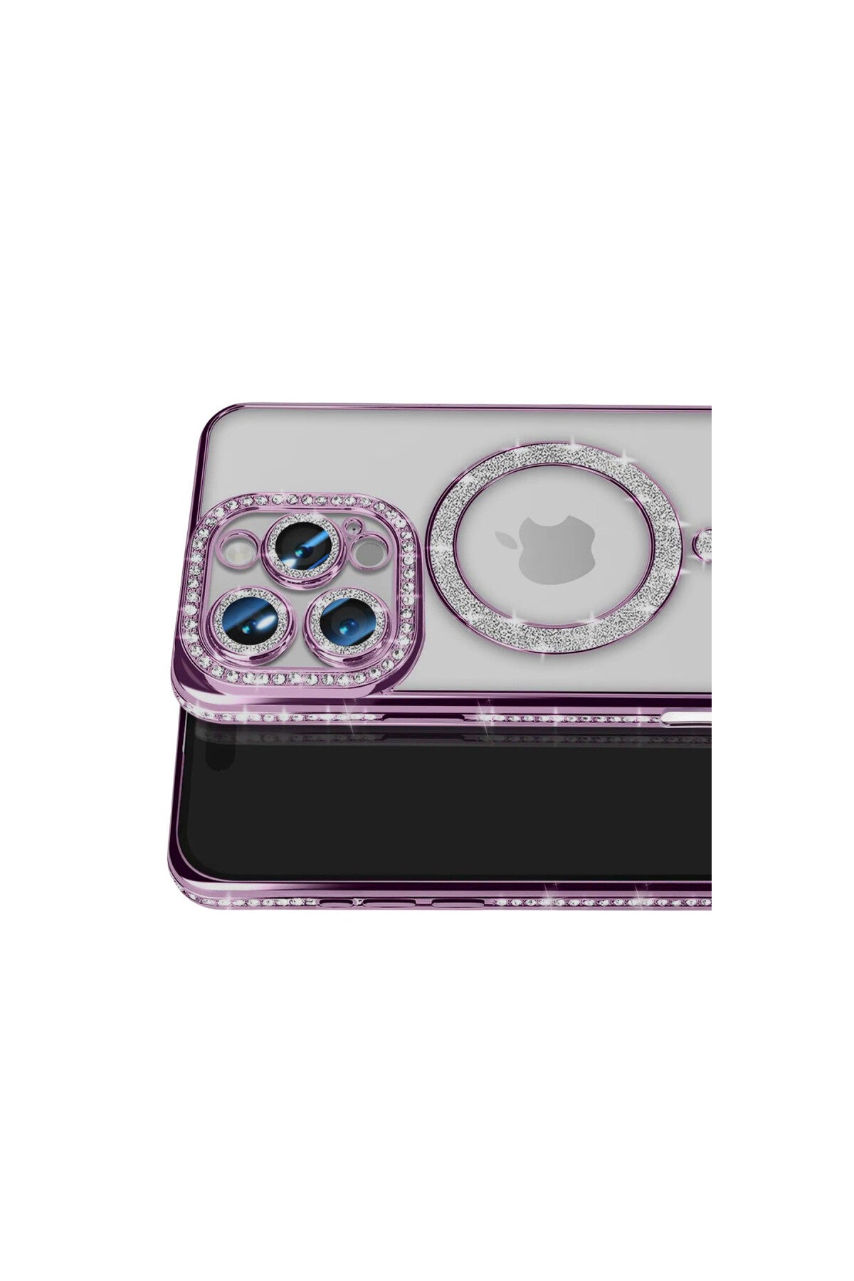 Apple iPhone 16 Pro Max Uyumlu Kılıf Joke Simli Magneticsafe Kılıf - Derin Mor