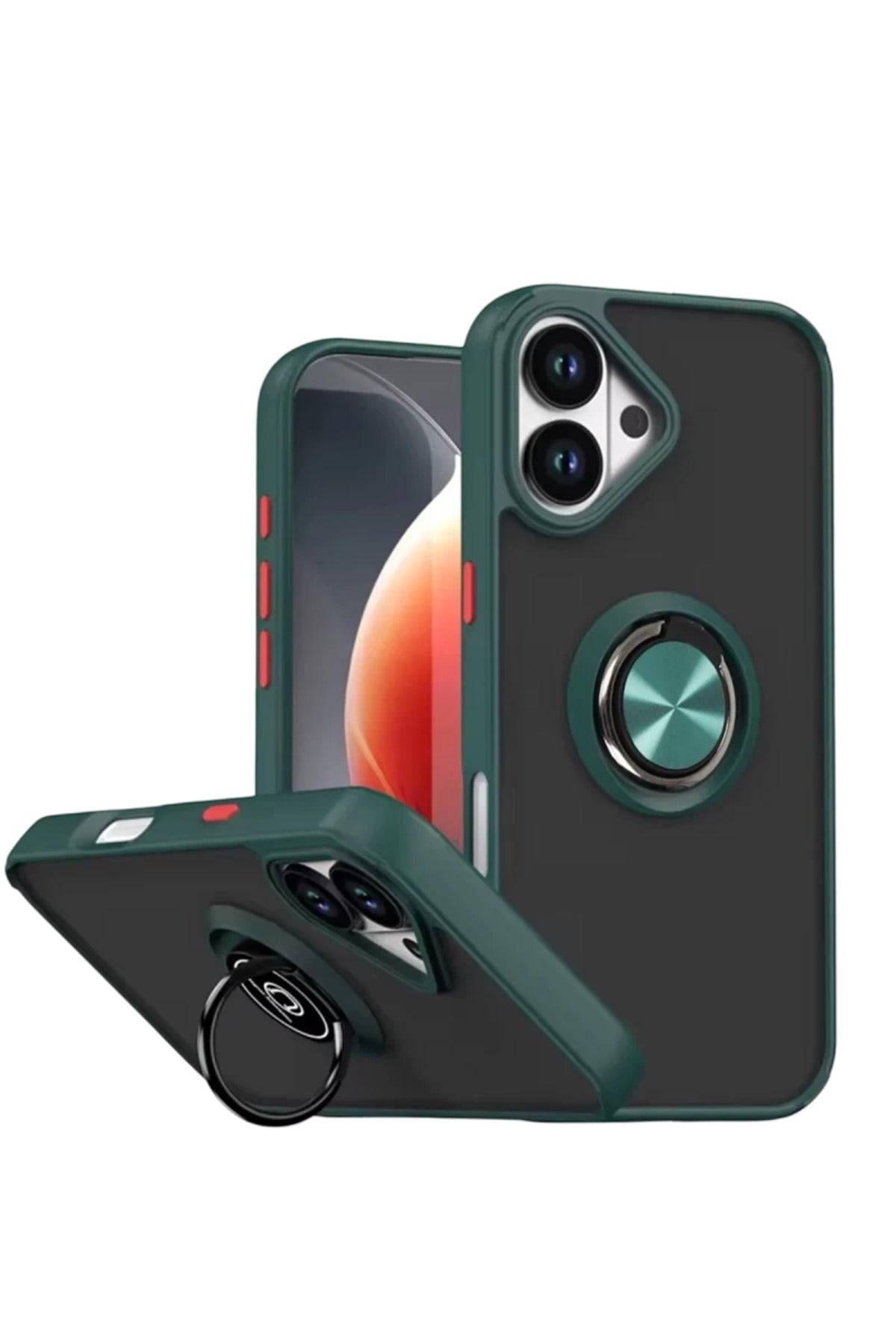 Apple iPhone 17 Uyumlu Montreal Yüzüklü Silikon Kapak - Yeşil
