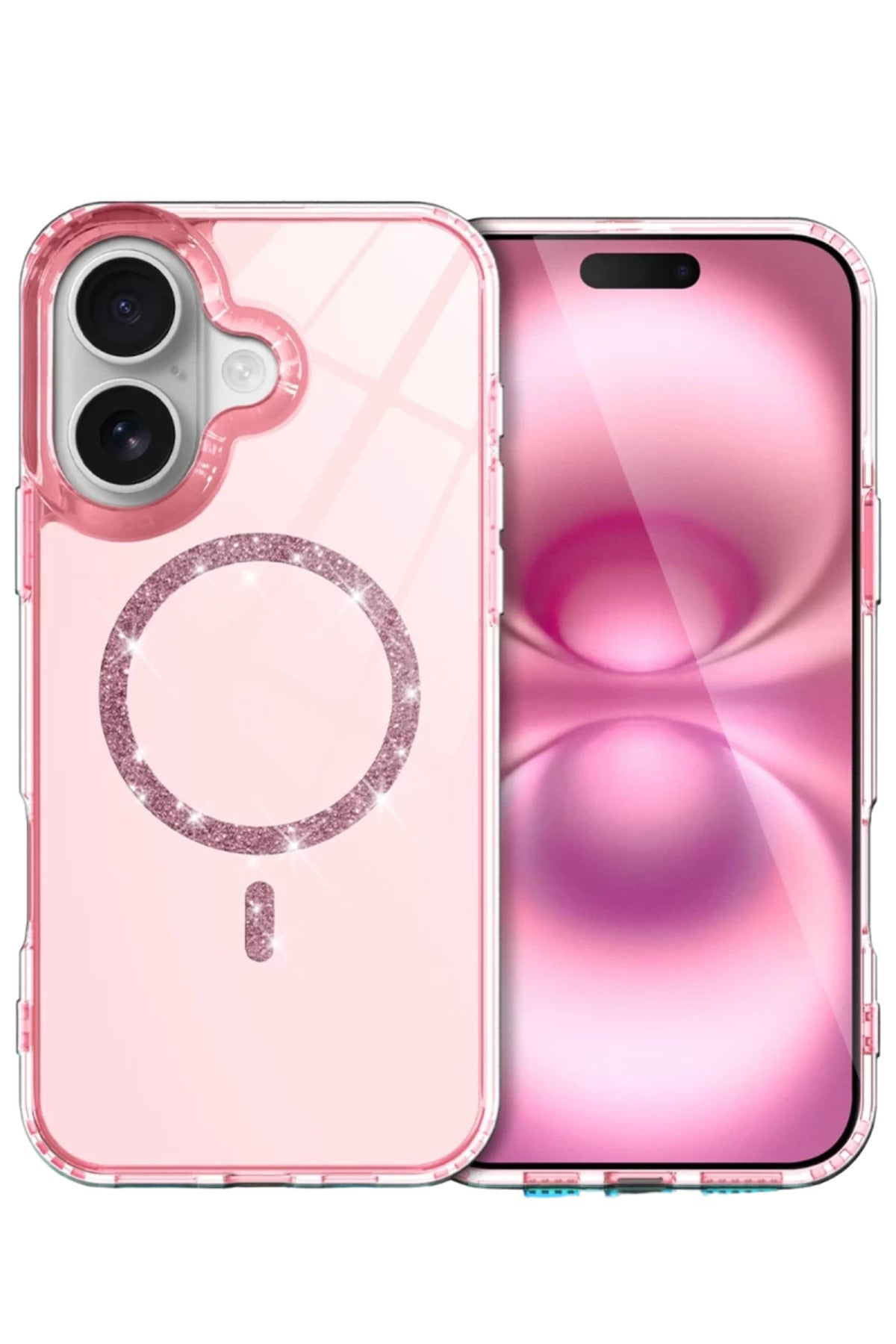 Apple iPhone 16 Plus Uyumlu Live Diamond Magsafe Kapak - Pembe