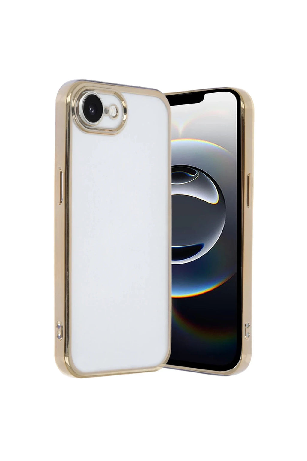 Apple iPhone 16E Uyumlu Kılıf Lensli Silikon - Gold