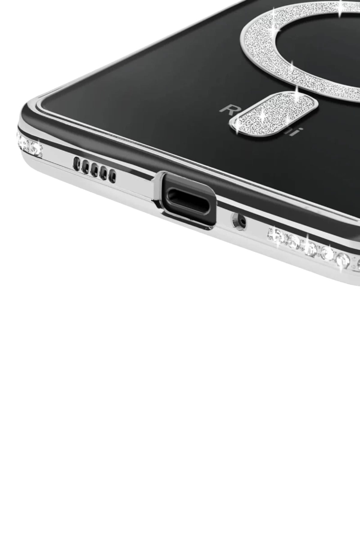 Xiaomi Redmi 14C Uyumlu Joke Simli Magneticsafe Kılıf - Gümüş
