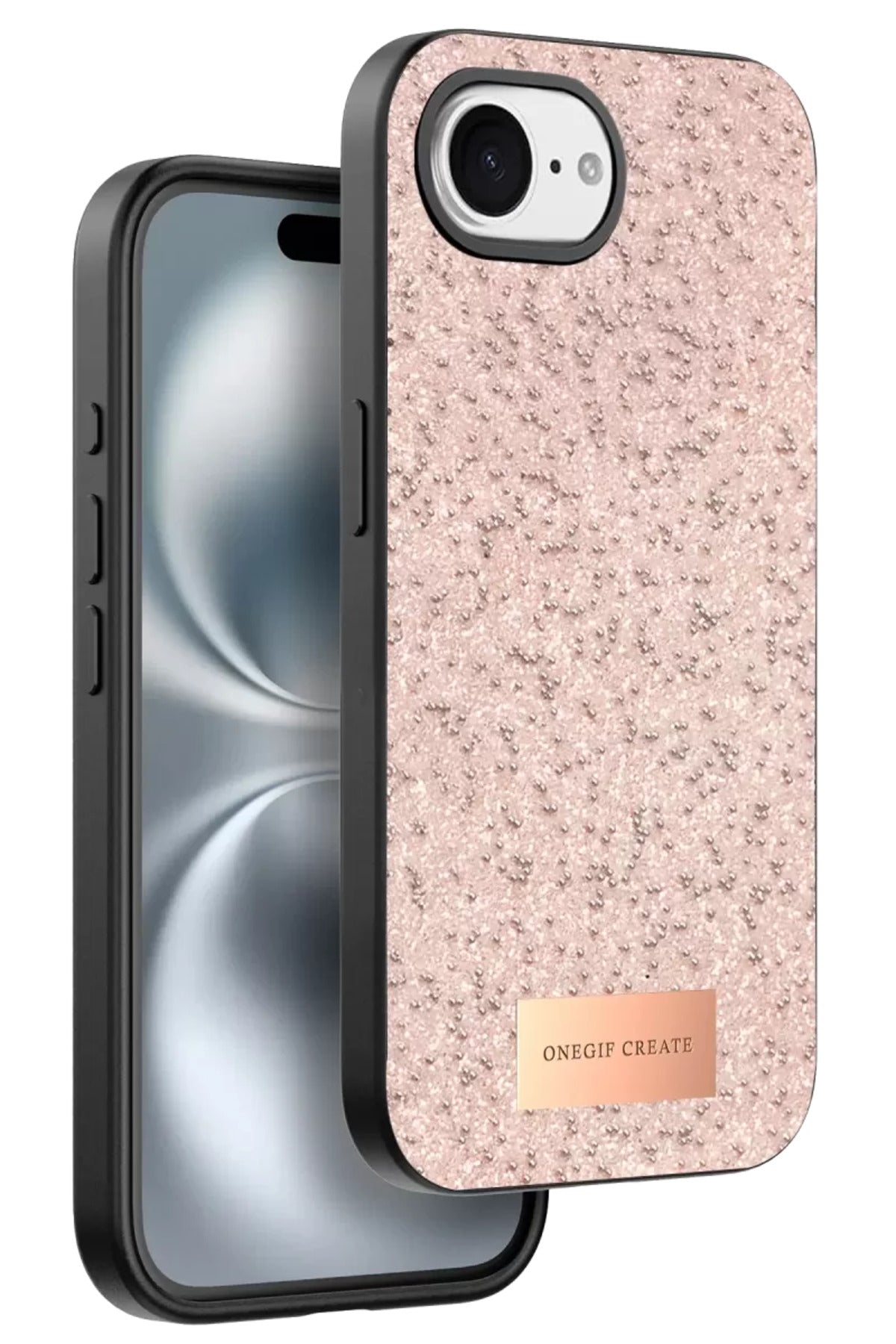 Onegif Apple iPhone 16E Uyumlu Bright Simli Kapak - Pembe