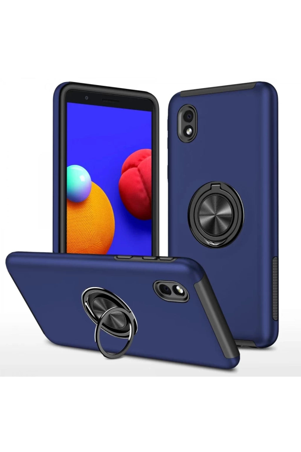 Samsung Galaxy A01 Core Uyumlu Kılıf Elit Yüzüklü Kapak - Lacivert
