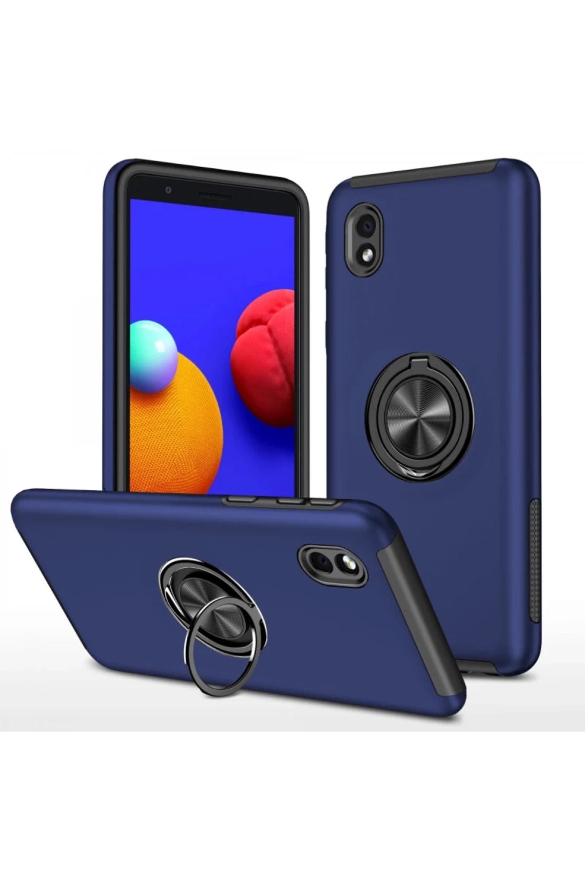Samsung Galaxy A01 Core Uyumlu Kılıf Elit Yüzüklü Kapak - Lacivert