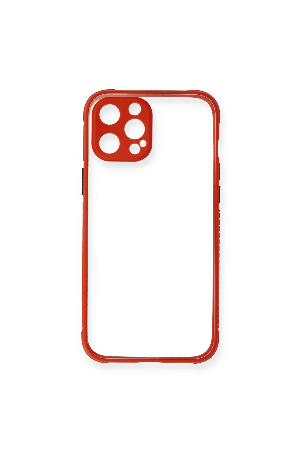 Apple iPhone 12 Uyumlu Kılıf Miami Şeffaf Silikon - Kırmızı