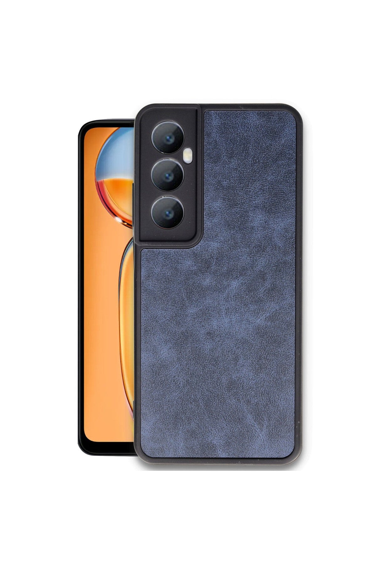 Realme C65 Uyumlu Kılıf Aras Deri Kapak - Lacivert