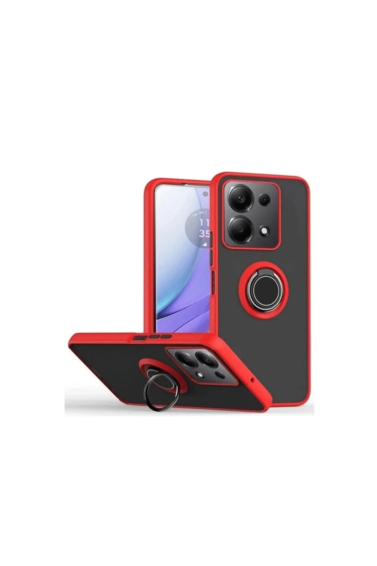 Xiaomi Redmi Note 13 Pro 5G Uyumlu Kılıf Montreal Yüzüklü Silikon Kapak - Kırmızı