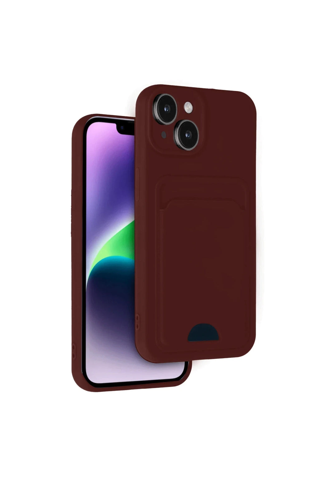 Apple iPhone 14 Uyumlu Kılıf Kelvin Kartvizitli Silikon - Bordo