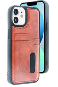 Apple iPhone 11 Uyumlu Kılıf Sara Kartvizitli Deri Kılıf - Taba