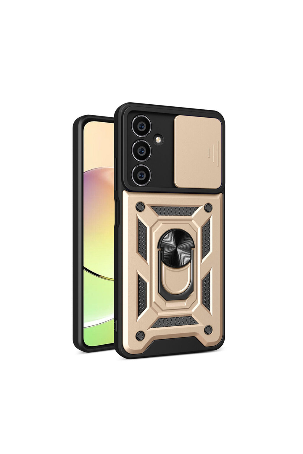 Samsung Galaxy A25 5G Uyumlu Kılıf Pars Lens Yüzüklü Silikon - Gold