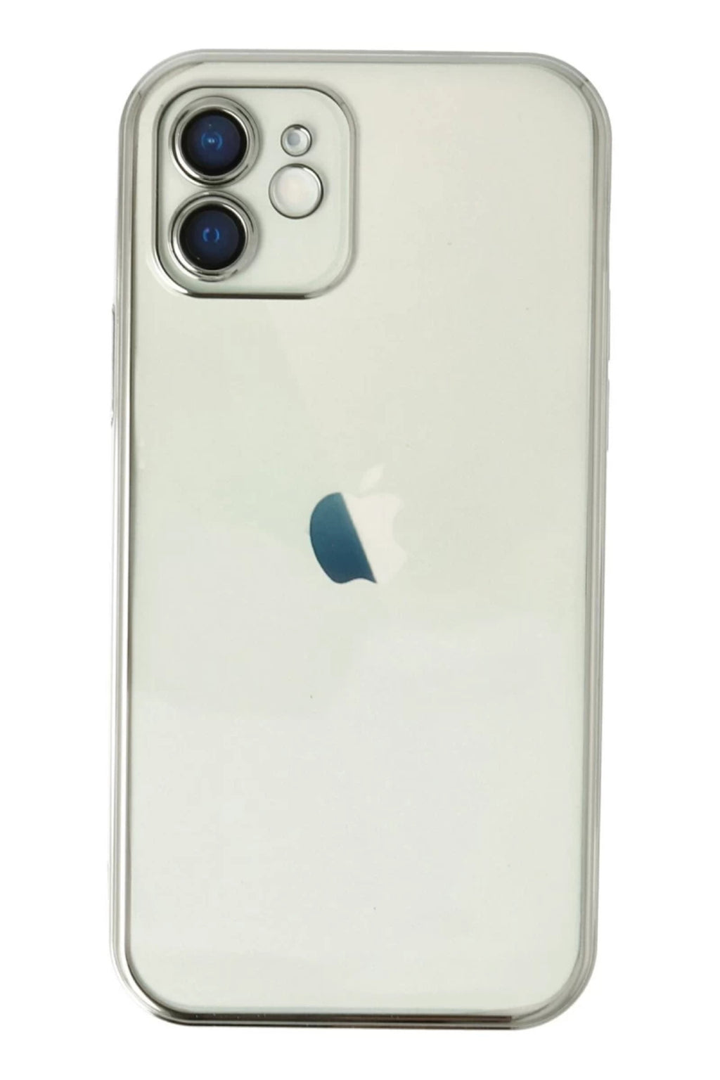 Apple iPhone 12 Uyumlu Kılıf Lensli Silikon - Gümüş