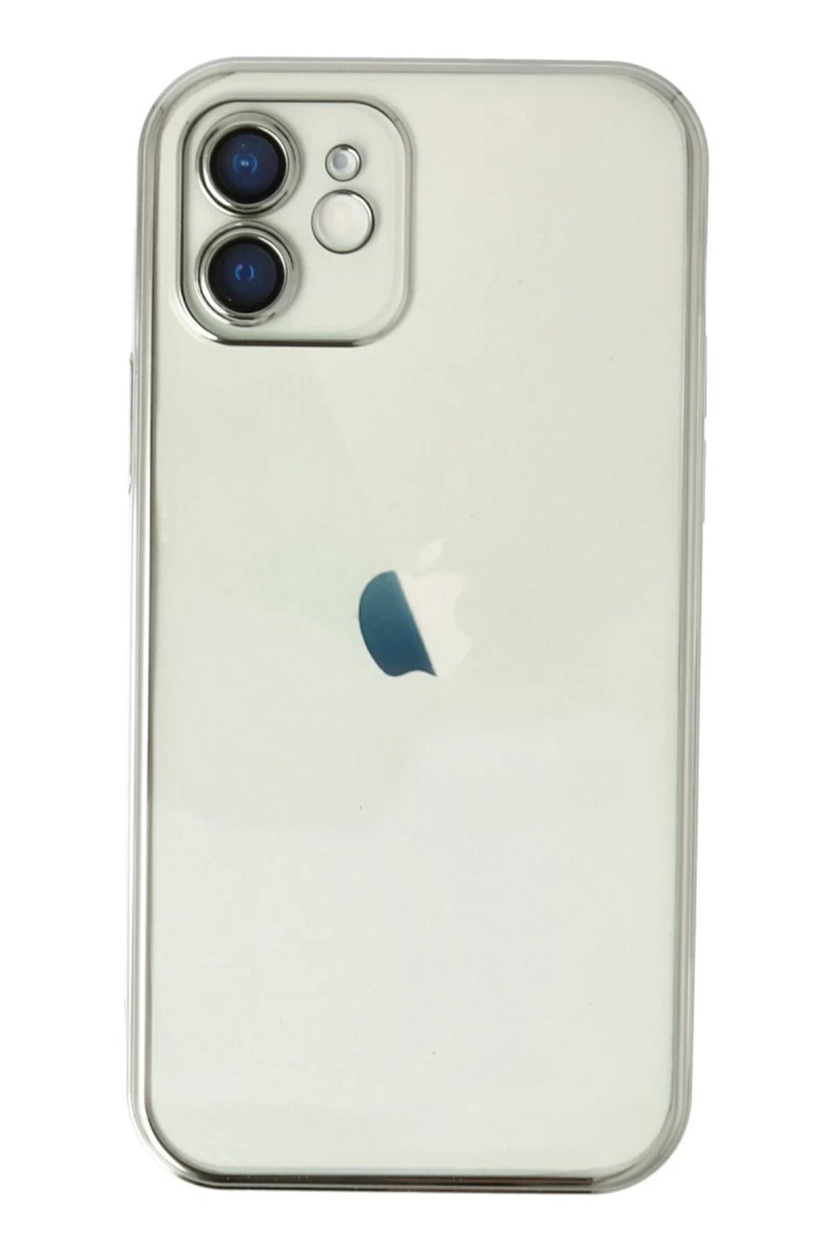 Apple iPhone 12 Uyumlu Kılıf Lensli Silikon - Gümüş