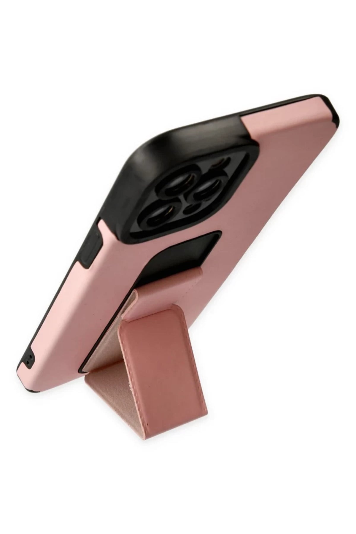 Apple iPhone 12 Pro Max Uyumlu Kılıf Mega Standlı Silikon - Pudra