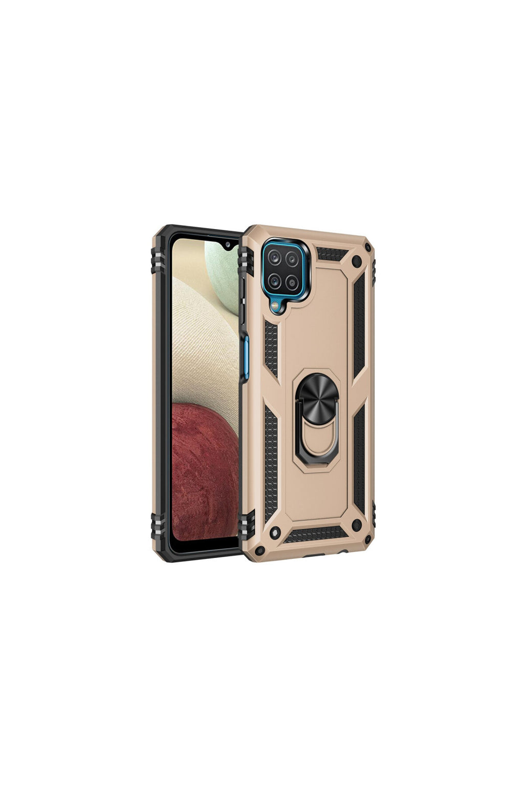 Samsung Galaxy A22 Uyumlu Kılıf Sofya Yüzüklü Silikon Kapak - Gold
