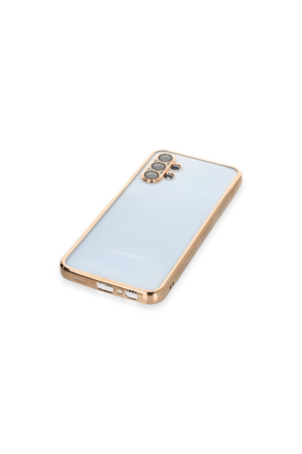 Samsung Galaxy A13 4G Uyumlu Kılıf Lensli Silikon - Gold