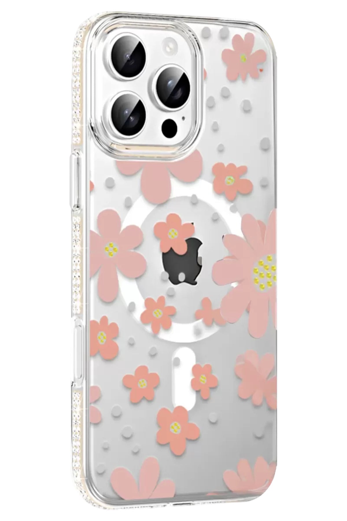 Joko Apple iPhone 16 Pro Max Uyumlu Floral Magsafe Kapak - Pembe